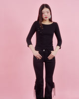 BACK RIBBON STUD T SHIRTS [3colors]