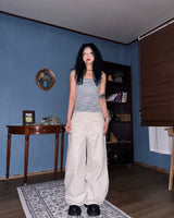 (2color) Frayed Raw-Edge Skirt Layered Pants