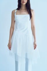 アンバランスバックルバックレスドレス_white