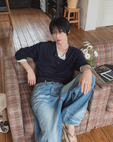 Deck Stitch Henley Neck Long Sleeve Tee