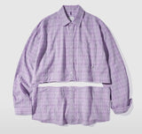 Crop Detachable Crease Check Shirt S167 Pale Pink Purple