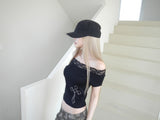 notre cross off lace top(2 color) 