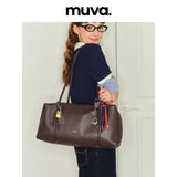 muva.レザー トラベル ハンド＆ショルダーバッグ ラージキャパシティ ジムバッグ