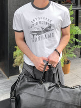 [Shoulder +3cm] Vintage Plain Ringer Short Sleeve T-Shirt
