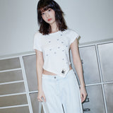 T10.00 Unbalanced Short-sleeved Printed T-shirt
