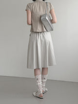 Trench Button Crop Short Sleeve Shirt Jacket