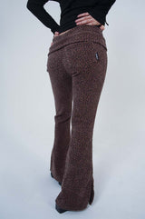 レパード ローライズ スリットパンツ_BROWN
