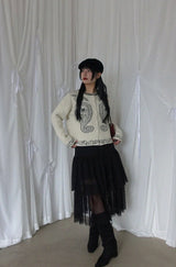 シースルースルーレイヤードメッシュスカート (BLACK)