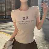[MADE/7color] タイニーリブレタリング半袖Tシャツ