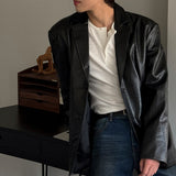Cecle Leather Pintuck Jacket
