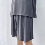 Draped Plissé Wide Shorts