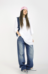 (UNISEX)アイボリーボクシーTシャツ