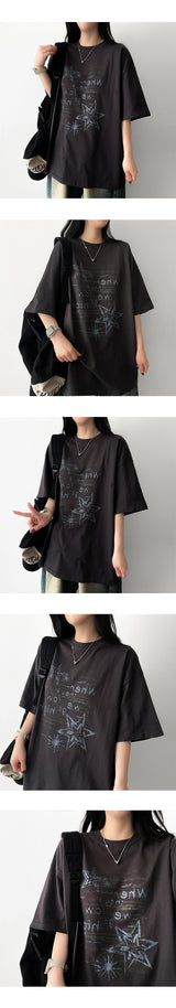 ティニ レタリング オーバーサイズフィット ショートスリーブ Tシャツ