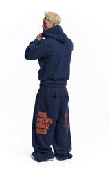 Star Lettering Patch Sweat Pants - Navy