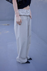 フォールデッド ストリング パンツ (Light Gray)