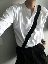 cosyharu ヘンリーネック ボンド長袖シャツ