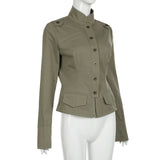 Ami khaki pocket stand long-sleeved shirt