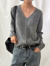 Alphaca wool hair v neck cardigan(4color)