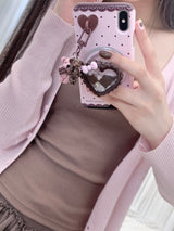[DESSERT SET] ストロベリーチョコレートスマホケース - ハード + スイートデザートグリップ