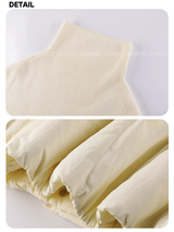 Neck warmer scarf layered half-down jacket