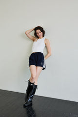 BEBE UNBALANCE SLEEVELESS TOP / WHITE