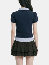 セナチェックシャツニットT