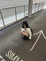 ミルクティーアンゴラ長袖ボートネックバーティカルニットトップ (5 colors)