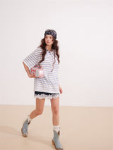 Lace Stripe Mix Slim Fit T-Shirt