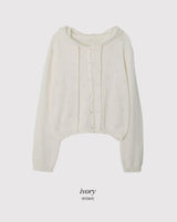 #Wish Eyelet Hood Wave Knit Cardigan (3color)