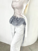 1460. Frill lace ribbon layered cover sk (4color)