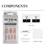 MUZMAK Reusable Glam Design Nail Tip Dollish(Round Stiletto)