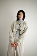Boucle wool cardigan, Oatmeal
