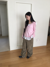 ナッティングルーズフィットカラーヤンブイニット（ピンク）