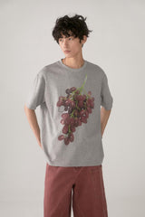 Grape print short-sleeved summer men's and women's casual loose pure cotton versatile T-shirt