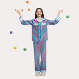 Spring and summer contrast color pajamas suit 100% cotton sleepwear