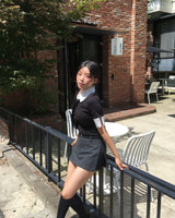 Check wrap skirt pants (belt set)