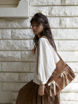 リボンダッフルバッグ_caramel brown