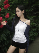 Keuen Raglan Color Matching See-through Long Sleeve T-shirt