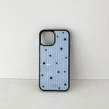 stripe star glossy glass bumper case (blue)