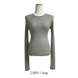 セレナテンセルラウンドネックフォール長袖シースルー長袖Tシャツ 5 colors