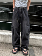 String Wide Cargo Denim PT