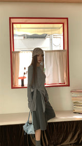 Side strap soft long-sleeve t-shirt
