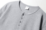 26SS★ Textured Henley Neck Long Sleeve T-Shirts