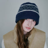 Diamond Jacquard Bucket Hat (Navy)