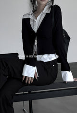 basic shirt layered cardigan (2color)