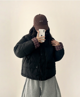 Daring checkered lining point short padded coat