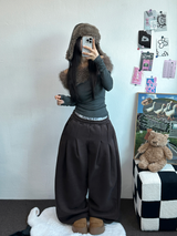 M,XL🤎2サイズ🤎 ダブルピンタックワイドロングバルーンパンツ ❤🤎🖤🩶4カラー