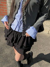 Eve Fake Layered Ruffle Shirt Cardigan
