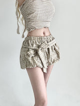 1486. ​​Jane Ribbon Balloon Check Mini Skirt