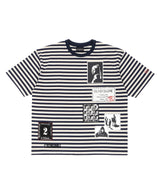 BBD アングザイエティ マルチ パッチ ストライプ Tシャツ(Navy&Sand)